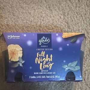 Glade Fall Night Long Candle - Blue and Gold